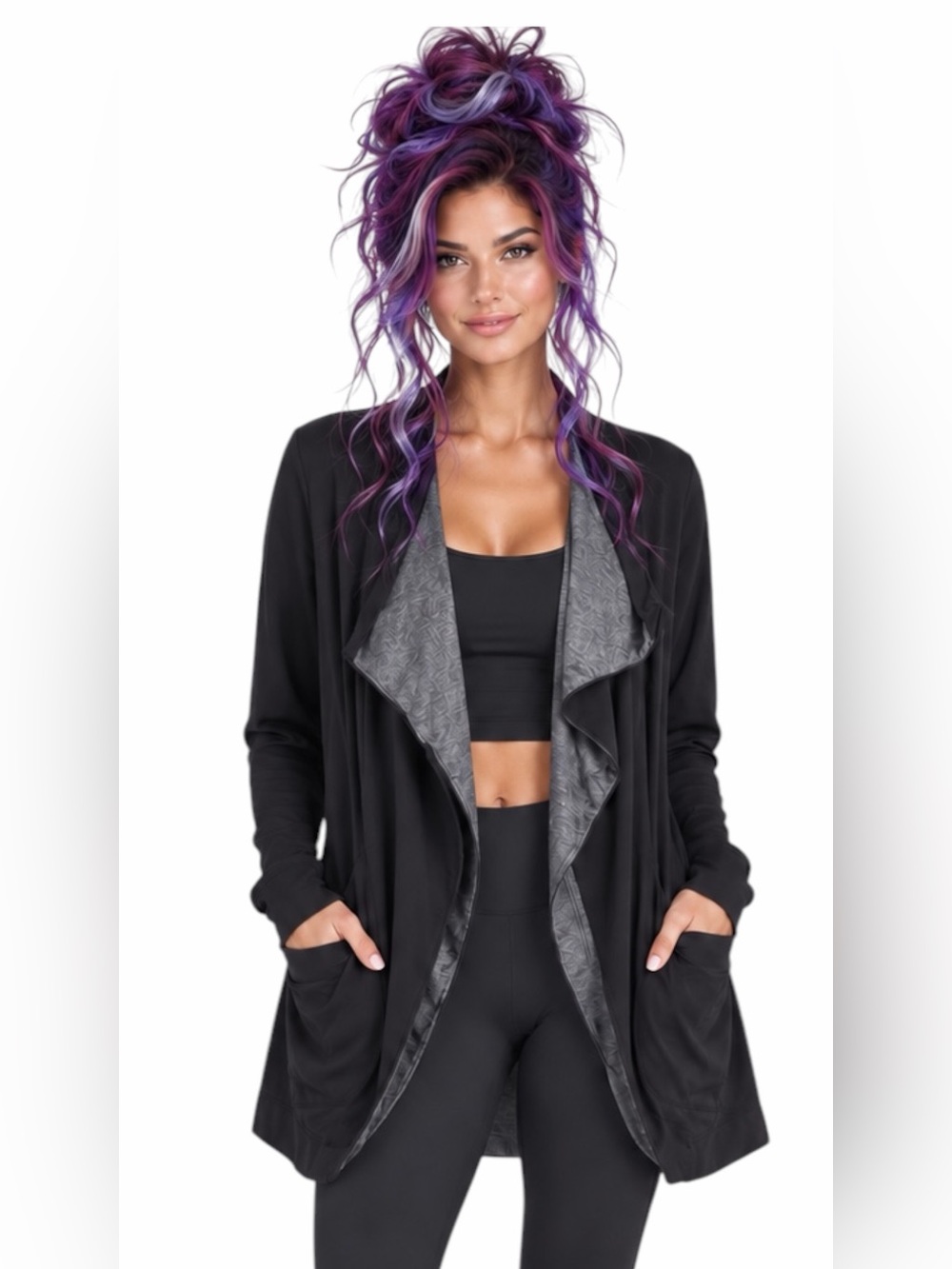 Lululemon – Savasana Wrap – Draped Yoga Cardigan Jacket – Black/Gray – Sz. 10